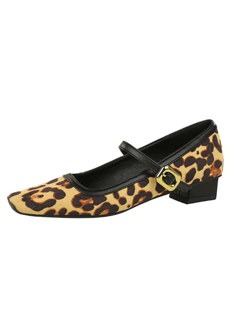 This Vintage Leopard Square-Toe Mary Jane Heels whispers 1950s secrets to those who notice