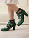 Vintage Mary Jane Ribbon Wrap Up Chunky Heels - vintage shoes, retro heels