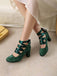 Vintage Mary Jane Ribbon Wrap Up Chunky Heels - vintage shoes, retro heels