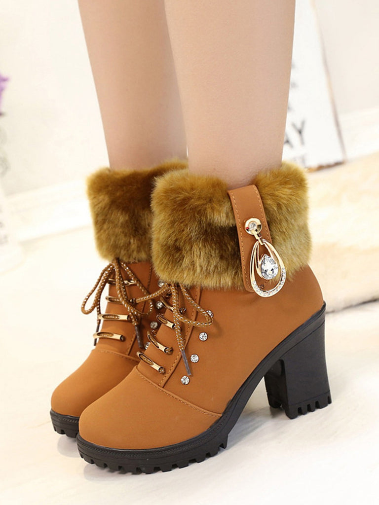 Vintage Nubuck Leather Plush Chunky Heel Boots — 1950s style that transcends decades
