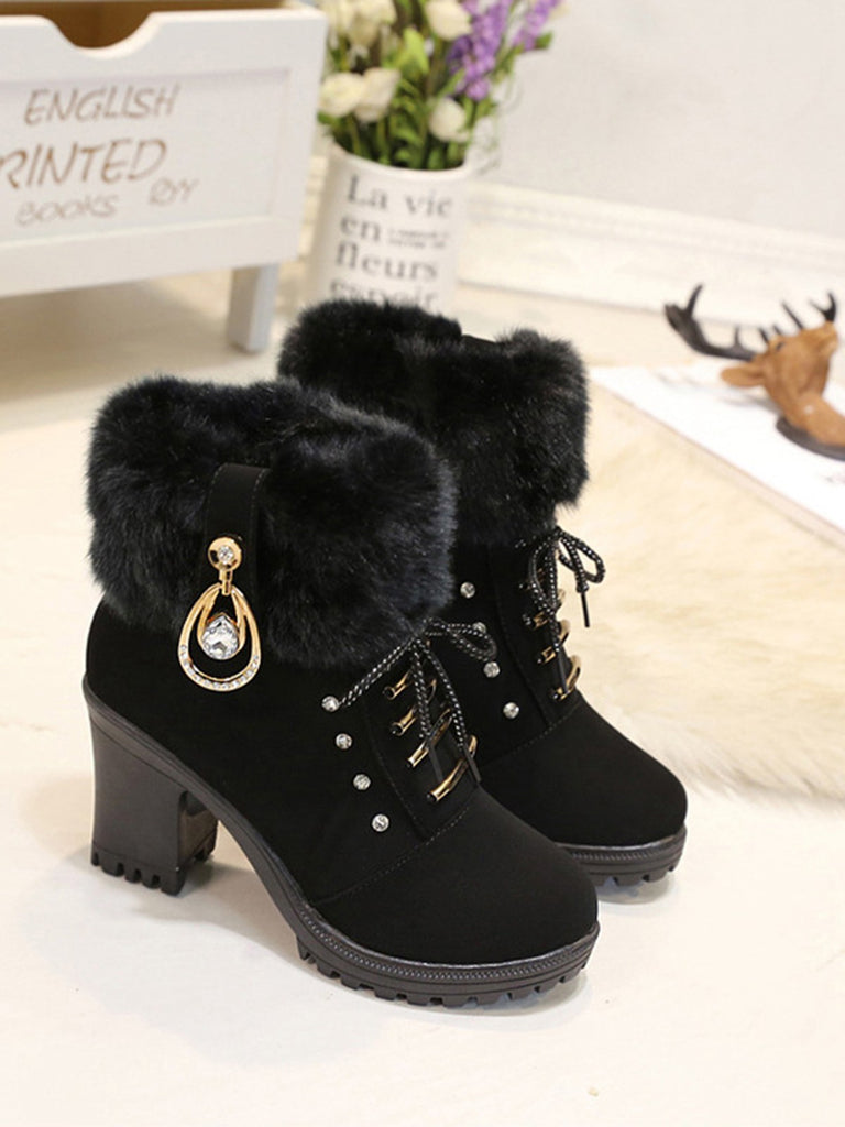 Vintage Nubuck Leather Plush Chunky Heel Boots: timeless 1950s elegance she makes her own