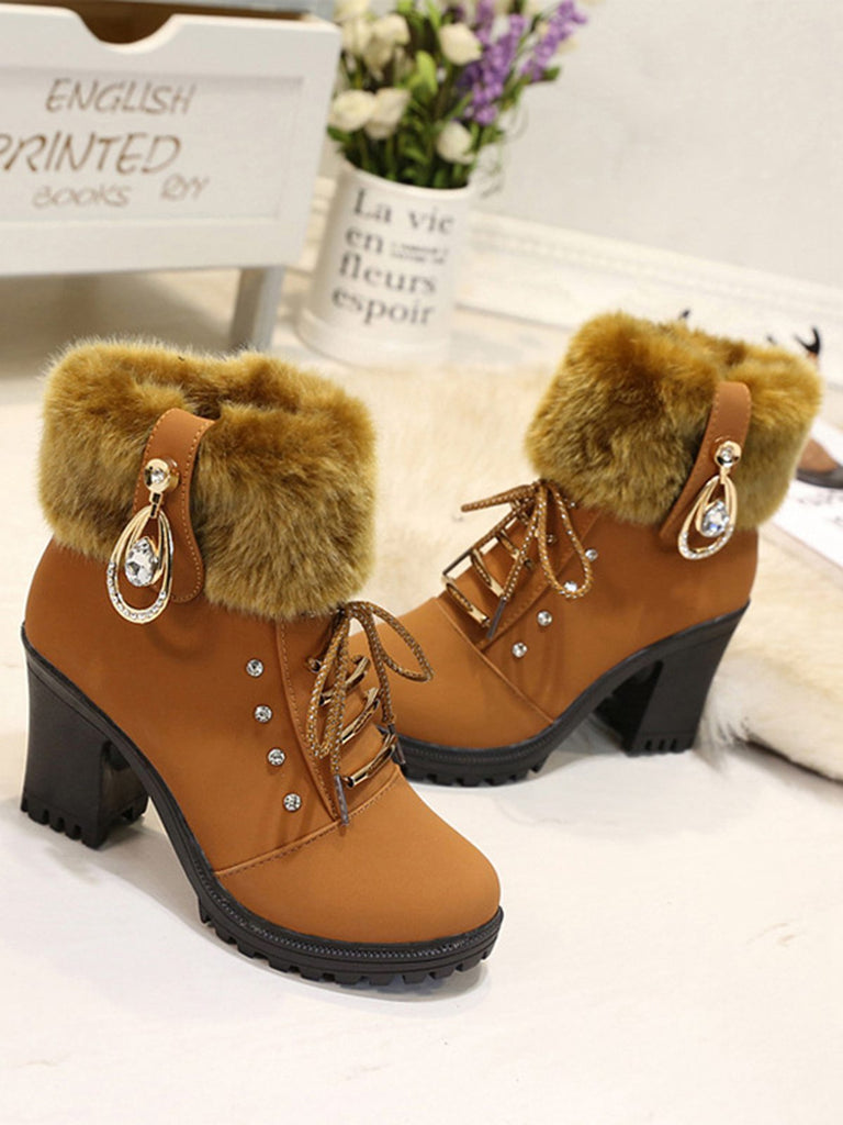 Vintage Nubuck Leather Plush Chunky Heel Boots — 1950s style that transcends decades
