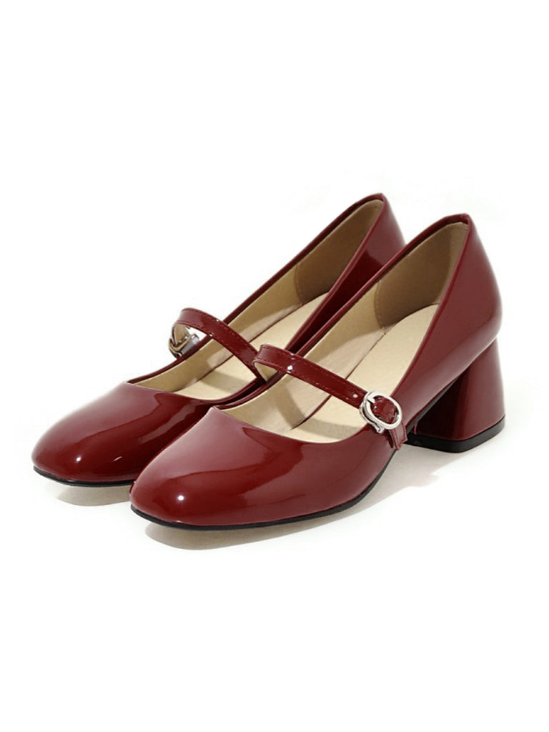 Vintage PU Leather Square Toe High Heels: timeless 1950s elegance she makes her own