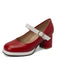 Vintage PU Round Toe Mary Janes Chunky Heels: timeless 1950s elegance she makes her own