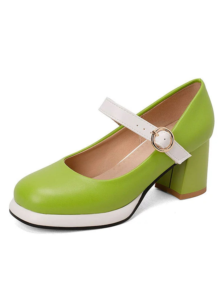 This Vintage PU Round Toe Mary Janes Chunky Heels whispers 1950s secrets to those who notice