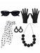 Black 1950s Party Polka Dot Earrings Necklace Accessories Set