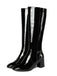 Vintage Patent Leather Block Heel Knee-High Boots - vintage shoes, retro heels