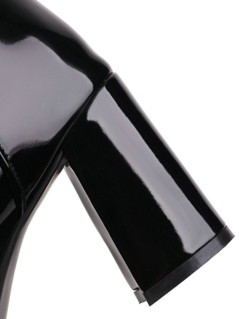 Vintage Patent Leather Lace-Up High Heel Boots, vintage fashion, retro style - perfect for women who love vintage and retro fashion
