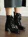 Vintage Patent Leather Lace-Up High Heel Boots, vintage fashion, retro style - perfect for women who love vintage and retro fashion