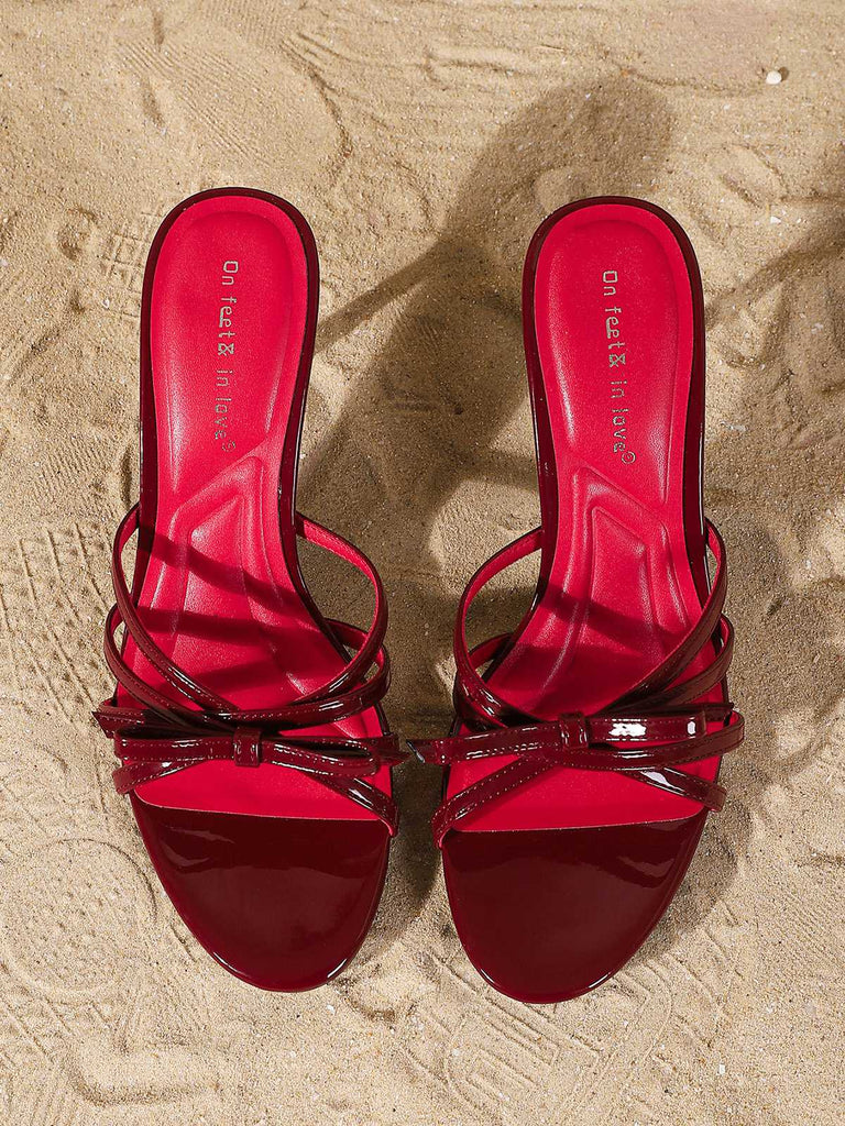 Vintage Patent Leather Strappy Bow High Heels: beautiful vintage fashion, retro style, classic elegance with timeless appeal