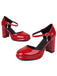 Vintage Patent leather Ankle-Strap Block Heel Pumps - vintage shoes, retro heels