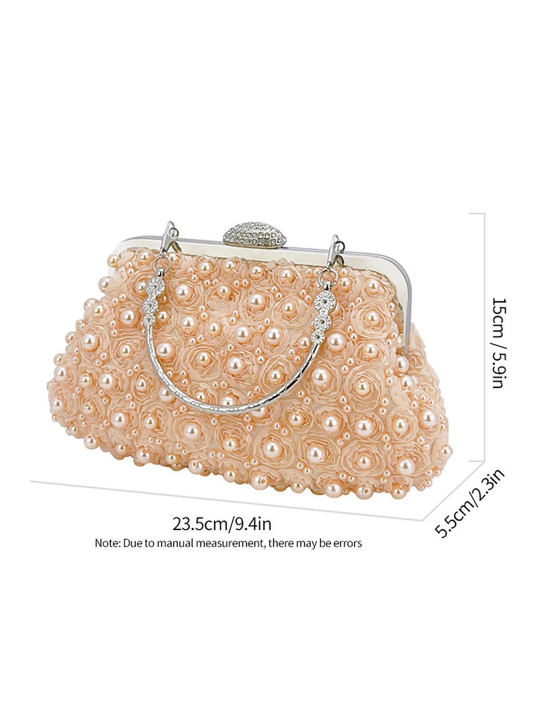Vintage Pearl & 3D Flower Tote Bag - vintage fashion, retro style