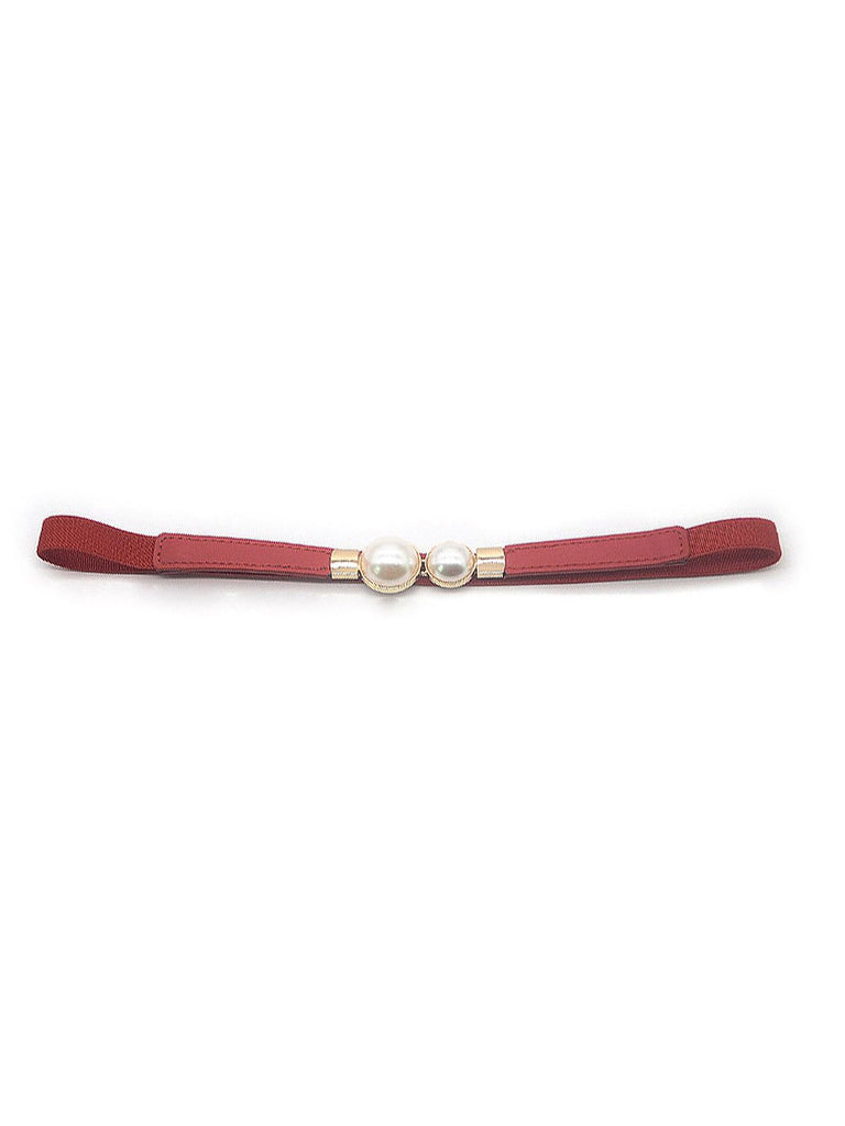 Vintage Pearl Buckle Thin Belt - vintage fashion, retro style