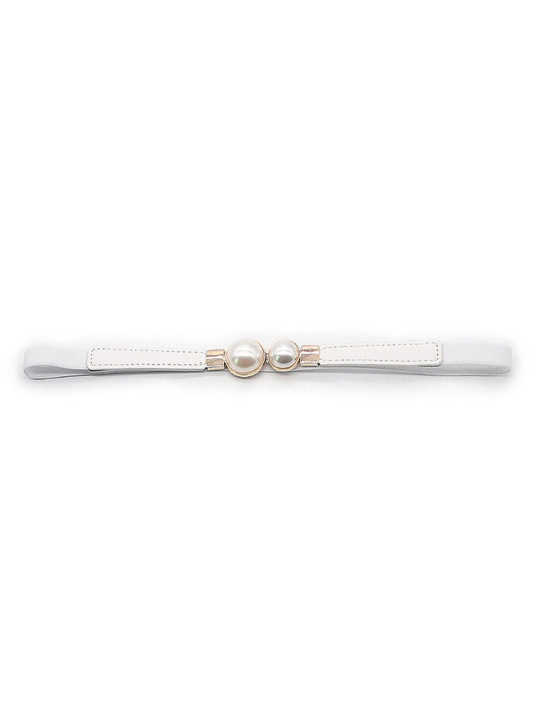 Vintage Pearl Buckle Thin Belt - vintage fashion, retro style