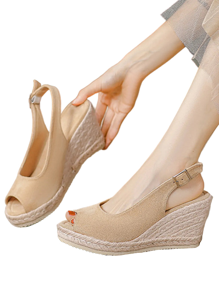 Vintage Peep Toe Slingback Wedge Sandals - vintage fashion, retro style