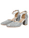 Vintage Pointed Toe Glitter Chunky Heel Pumps - vintage shoes, retro heels