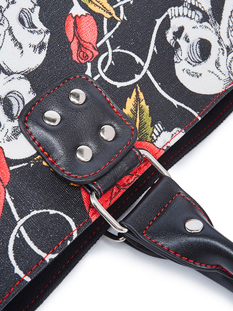Vintage Punk Skull & Rose Print Handbag - vintage fashion, retro style