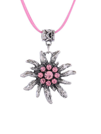 Vintage Rhinestone Edelweiss Dangle Necklace - vintage fashion, retro style