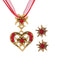 Vintage Rhinestone Edelweiss Heart Ribbon Necklace & Earring Set - vintage fashion, retro style