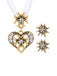Vintage Rhinestone Edelweiss Heart Ribbon Necklace & Earring Set - vintage fashion, retro style