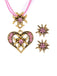 Vintage Rhinestone Edelweiss Heart Ribbon Necklace & Earring Set - vintage fashion, retro style