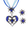 Vintage Rhinestone Edelweiss Heart Ribbon Necklace & Earring Set - vintage fashion, retro style