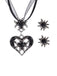 Vintage Rhinestone Edelweiss Heart Ribbon Necklace & Earring Set - vintage fashion, retro style