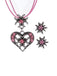 Vintage Rhinestone Edelweiss Heart Ribbon Necklace & Earring Set - vintage fashion, retro style
