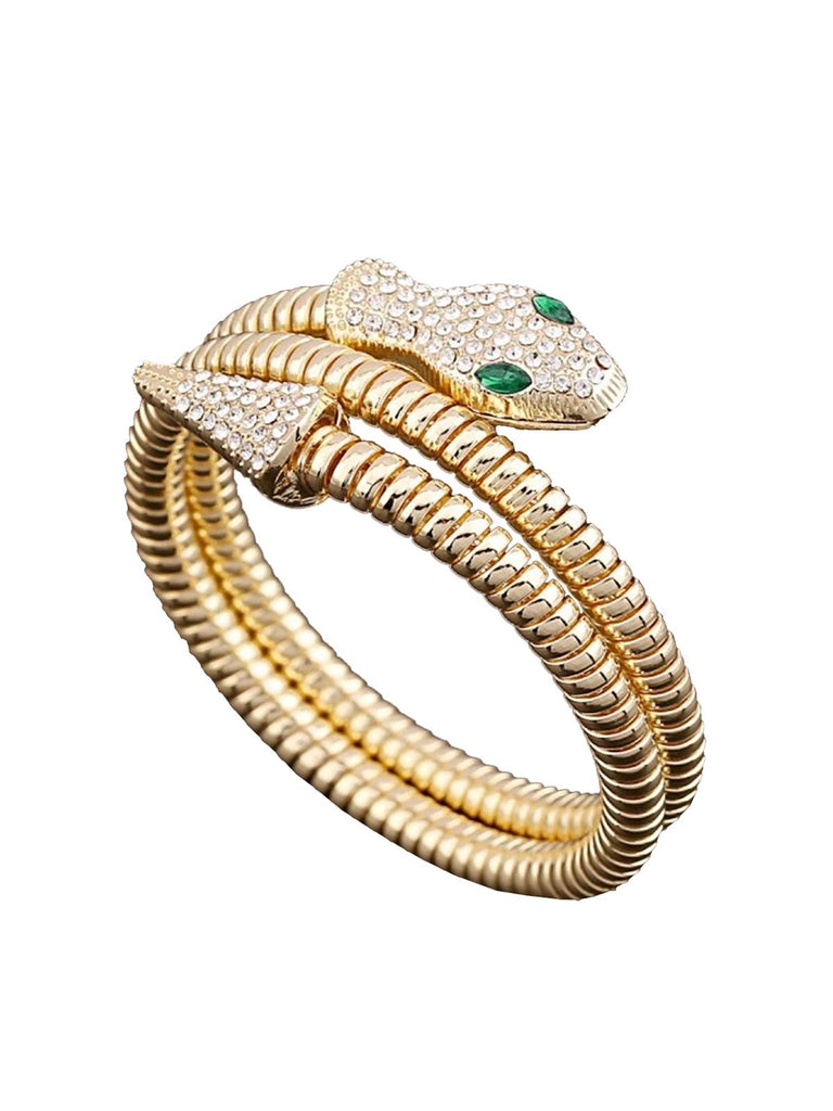 Vintage Rhinestone Snake Alloy Bangle Bracelet - vintage fashion, retro style