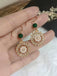 Vintage Rudder Pearl Green Gemstone Earrings: 1950s detail work for the woman who notices