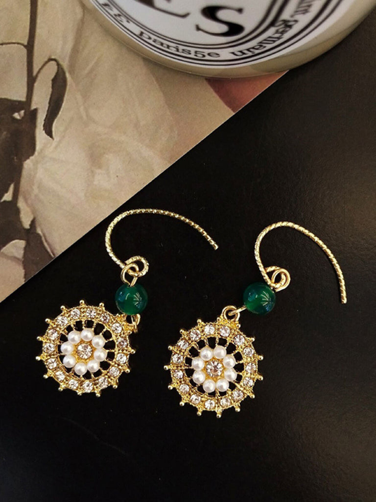 Vintage Rudder Pearl Green Gemstone Earrings — the 1950s finishing touch that makes her outfit sing