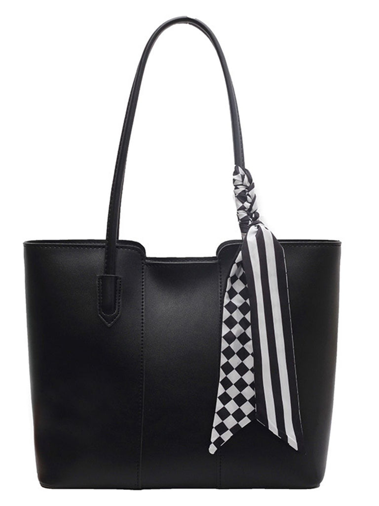 Vintage Scarf-Tied Shoulder Tote Bag - vintage fashion, retro style