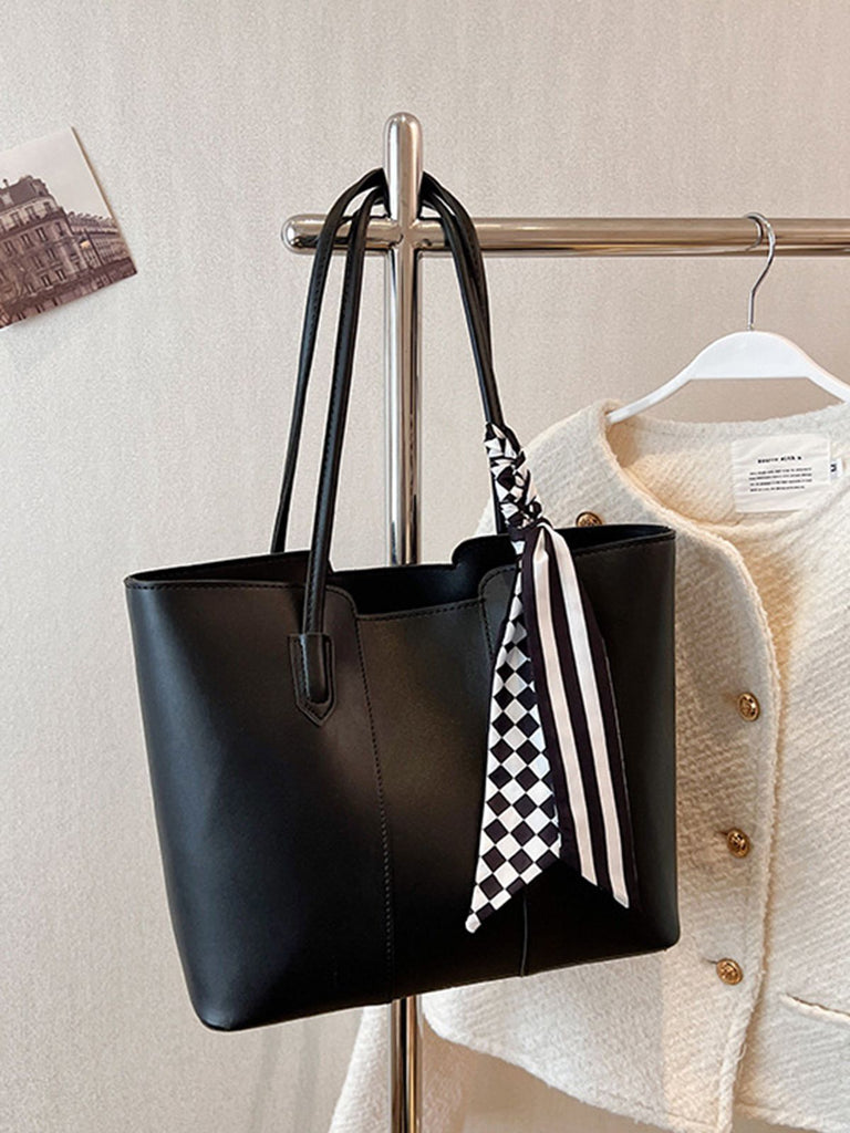 Vintage Scarf-Tied Shoulder Tote Bag - vintage fashion, retro style