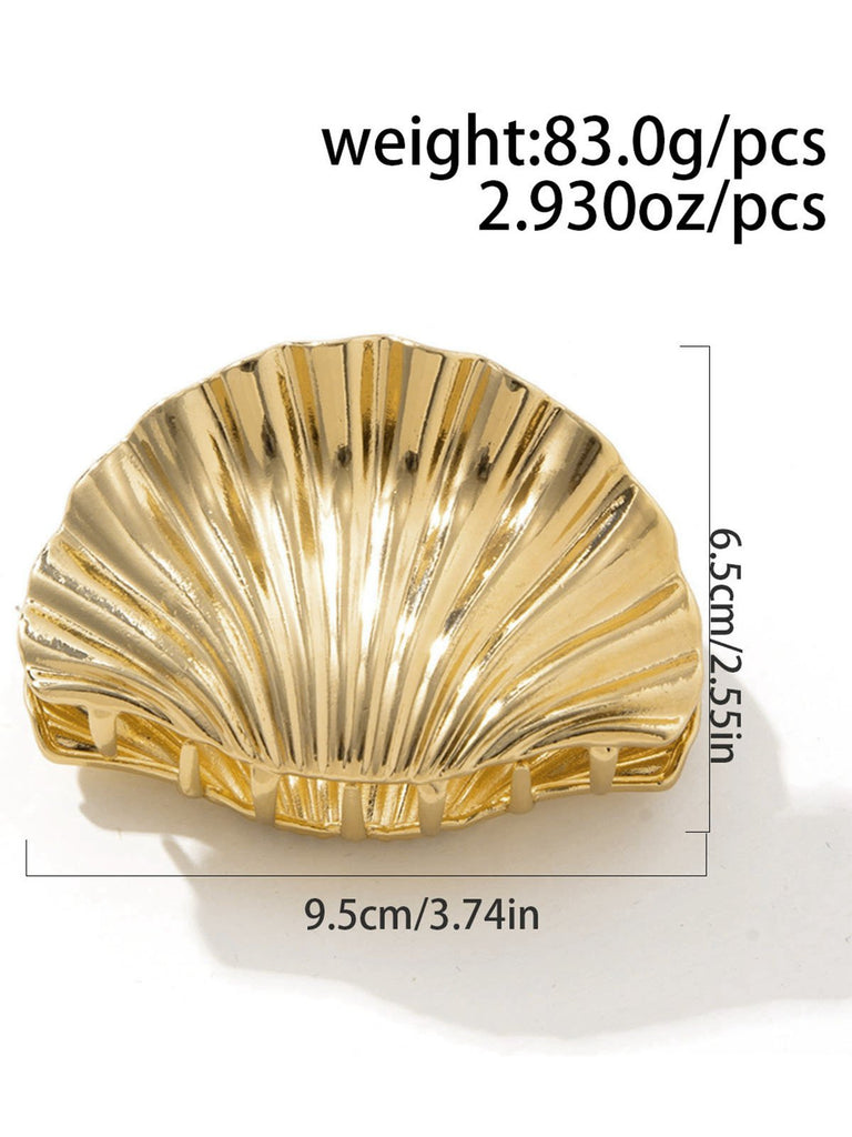 Vintage Shell Shape Metal Hair Clutch - vintage fashion, retro style