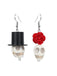 Vintage Skull Rose Halloween Earrings - vintage fashion, retro style