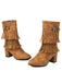 Vintage Solid Fringe Suede Chunky High Heel Boots - vintage shoes, retro heels