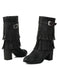 Vintage Solid Fringe Suede Chunky High Heel Boots - vintage shoes, retro heels