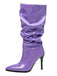 Vintage Solid Patent Leather Mid-Calf High Boots - vintage fashion, retro style