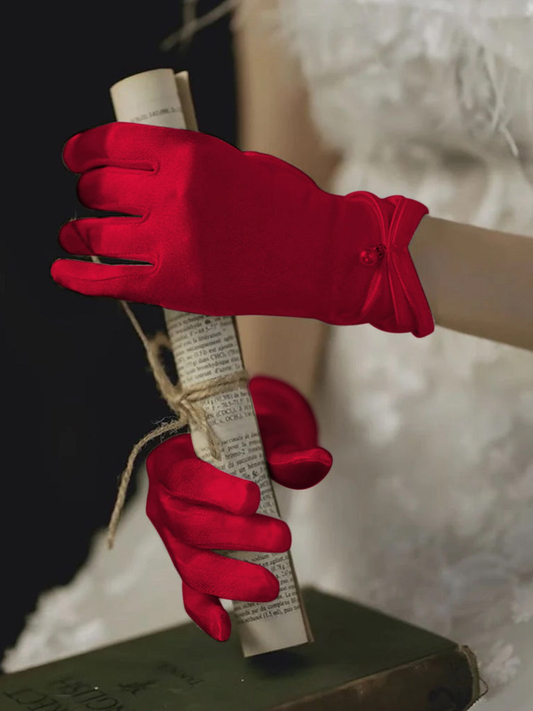 This Vintage Solid Stretch Satin Short Gloves carries 1950s stories waiting to be told