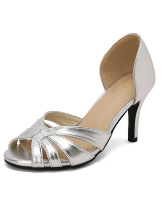 Vintage Solid Peep Toe Hollow Slip-On High Heels - vintage shoes, retro heels