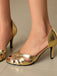 Vintage Solid Peep Toe Hollow Slip-On High Heels - vintage shoes, retro heels