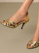 Vintage Solid Peep Toe Hollow Slip-On High Heels - vintage shoes, retro heels