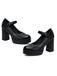 Vintage Solid Round Toe Buckle Chunky Heels - vintage shoes, retro heels