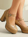 This Vintage Solid Round Toe Buckle Chunky Heels whispers 1950s secrets to those who notice