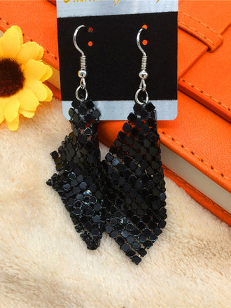 Square Sequin Mesh Drop Earrings