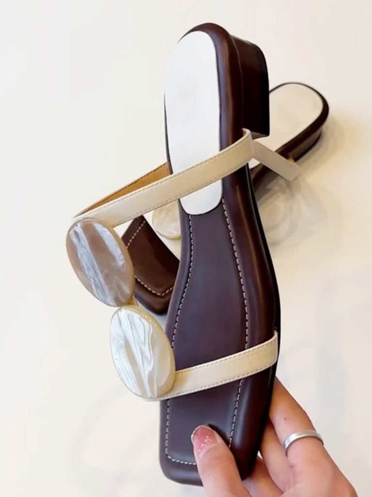 Black Open Toe Roman Flat Sandals 3