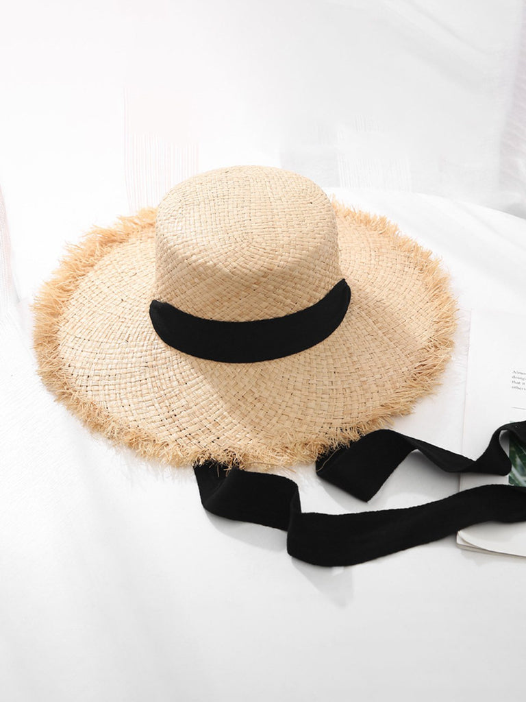 Vintage Straw Wide Brim Sun Hat - vintage fashion, retro style