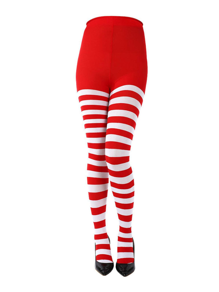 Vintage Striped High-Waisted Christmas Pantyhose - vintage fashion, retro style