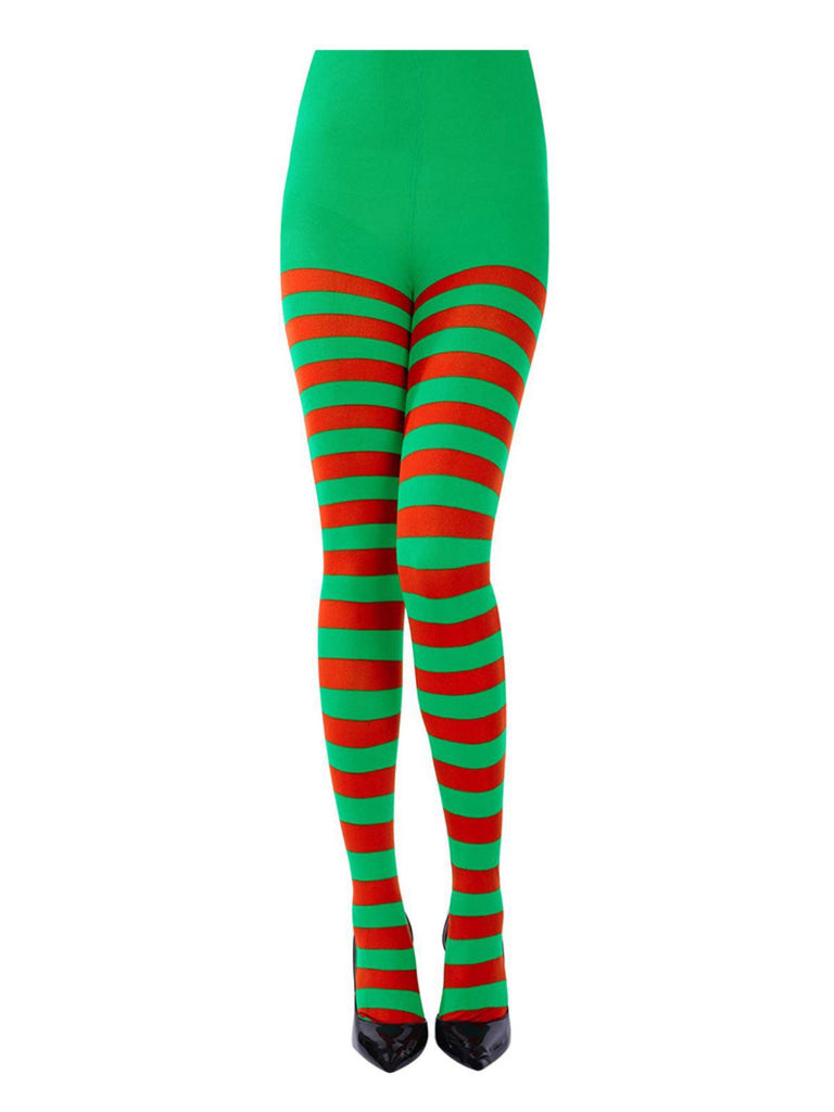 Vintage Striped High-Waisted Christmas Pantyhose - vintage fashion, retro style
