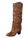 Vintage Studded Buckle Mid-Calf Boots - vintage fashion, retro style